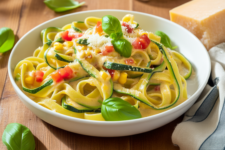 Creamy Zucchini Pasta Primavera