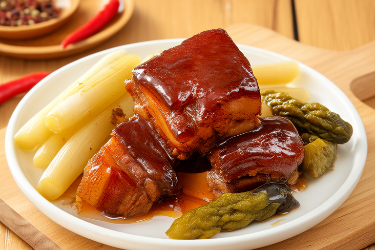 Preserved Vegetable and Pork Braised with Bamboo Pith
