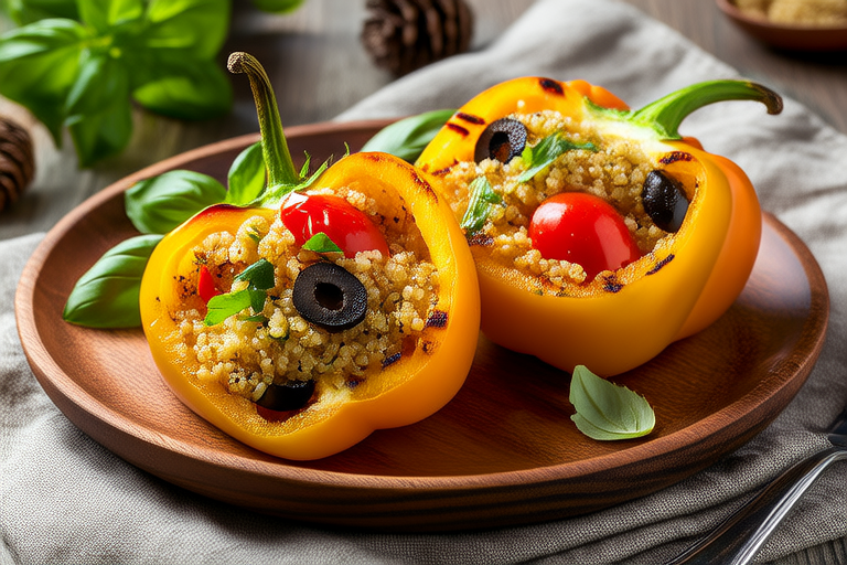Veggie-Laden Mediterranean Quinoa Stuffed Bell Peppers